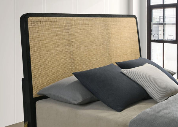 Dior Queen Bed, Black and Natural