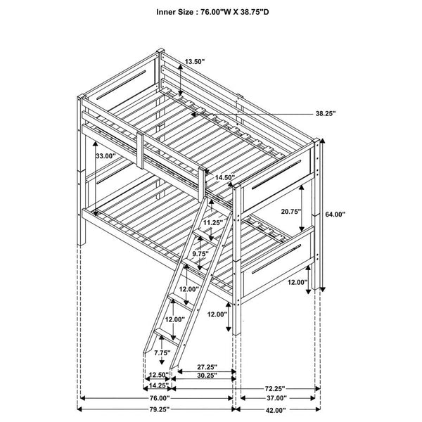 Mara Twin Bunk Bed Black