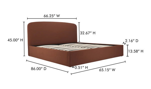 Jackie Queen Storage Bed Rust