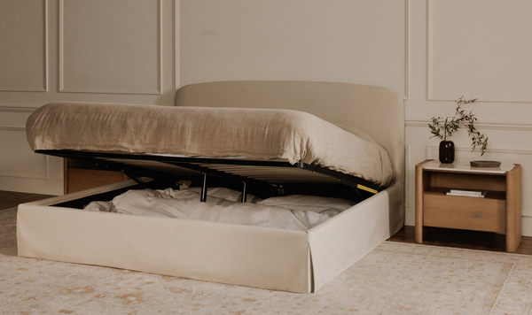 Jackie Queen Storage Bed Beige
